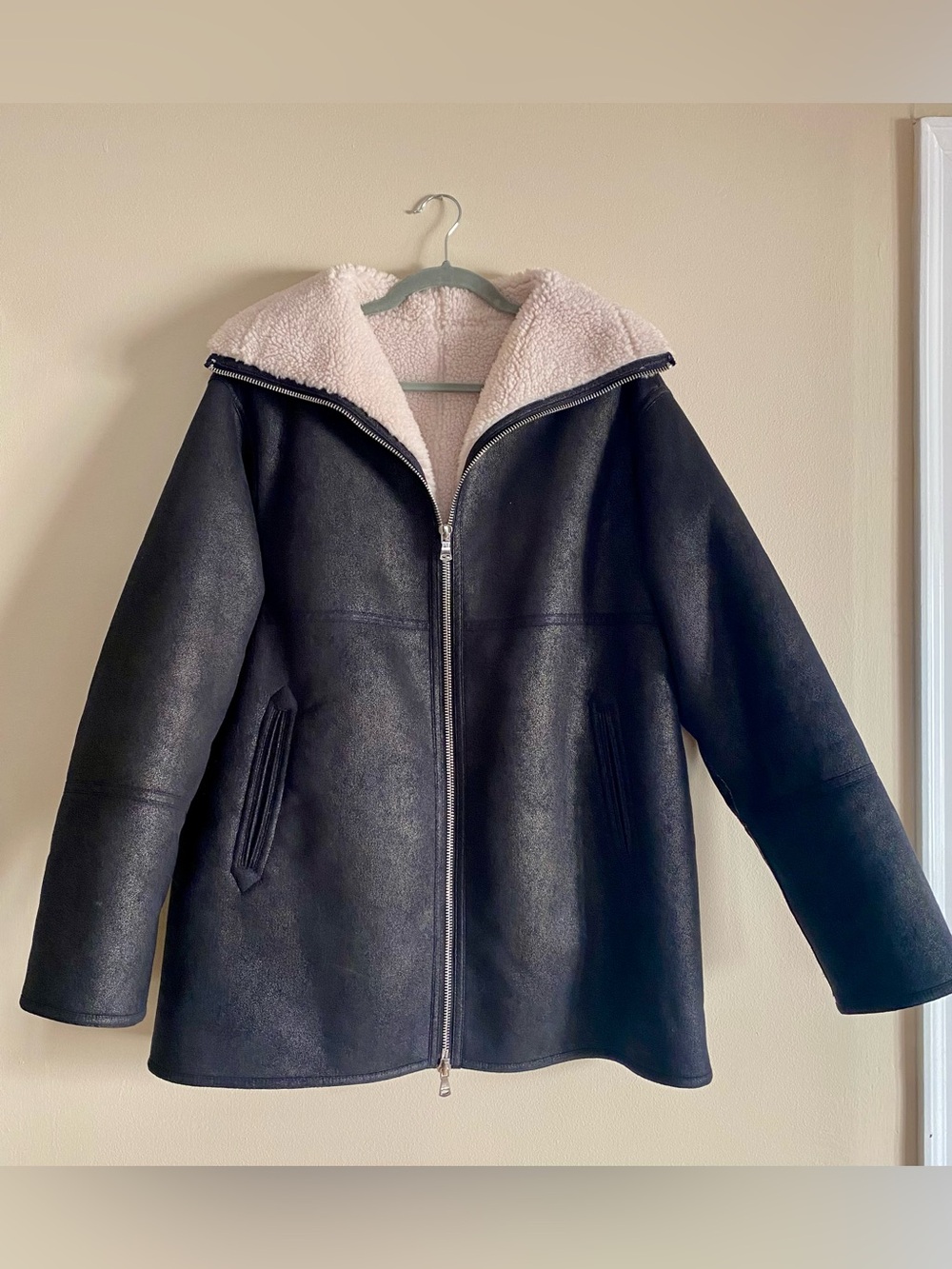 Black Suede Shearling Lined Coat